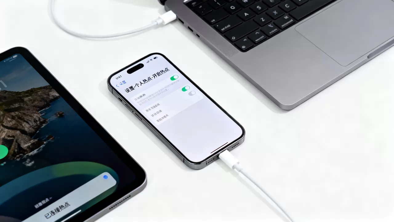 iphone用数据线上网怎么设置，iphone热点共享流量