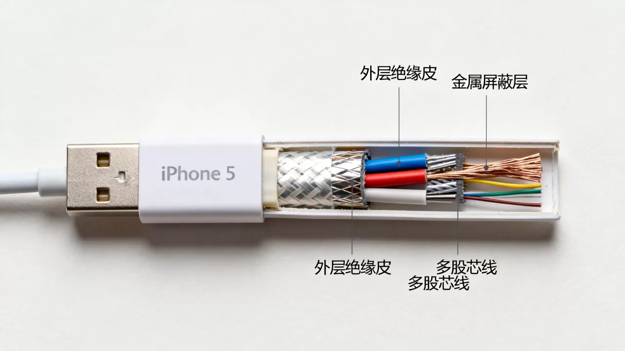 iphone 5 数据线 拆解,iphone5数据线内部结构图解 iphone 5 数据线 拆解,iphone5数据线内部结构图解