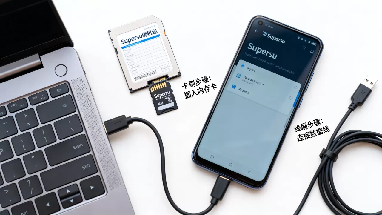 Supersu刷机包怎么用，卡刷还是线刷