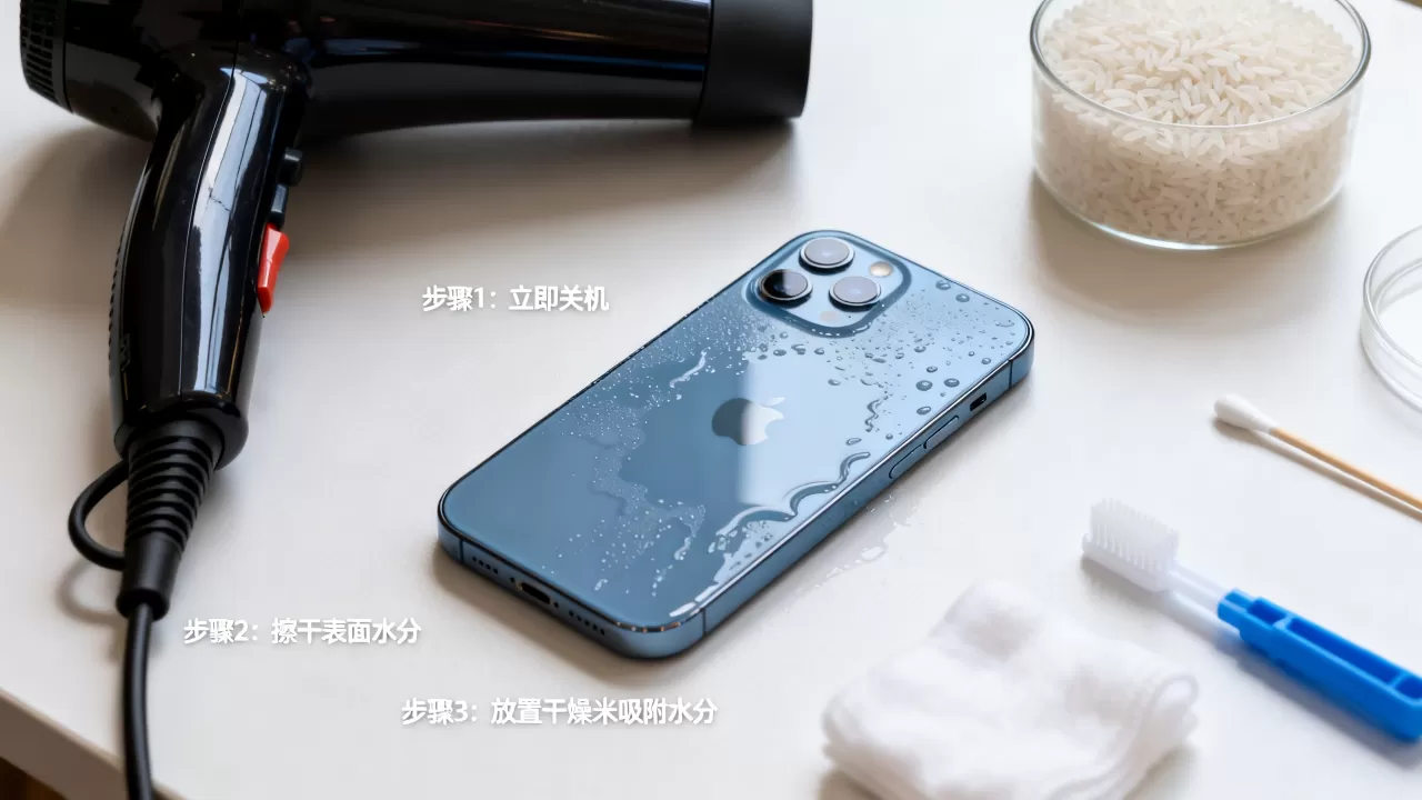 iPhone进水后自动关机怎么办，手机进水关机原因及解决方法