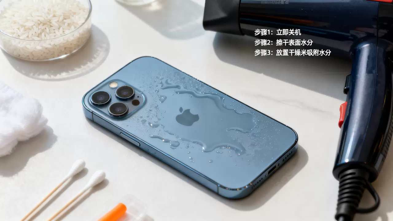iPhone进水后自动关机怎么办，手机进水关机原因及解决方法