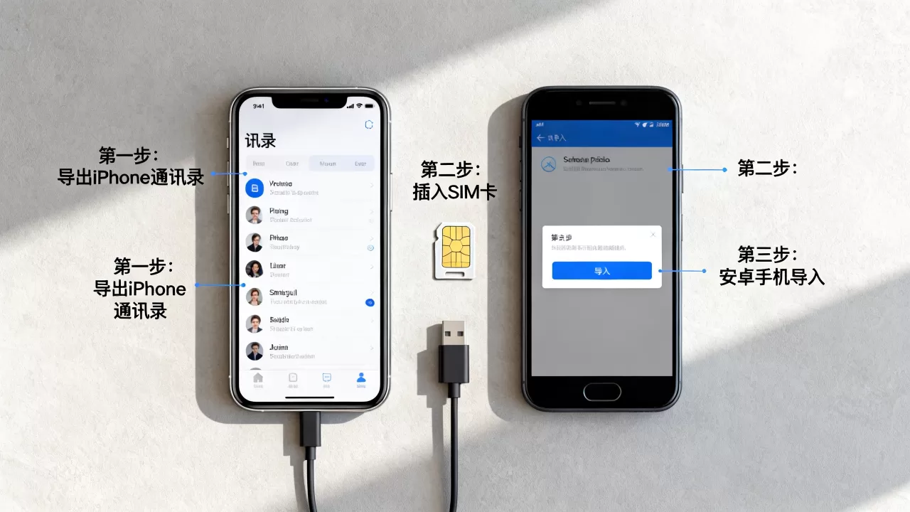 如何把iphone通讯录导入安卓，iphone通讯录怎么转移到安卓手机
